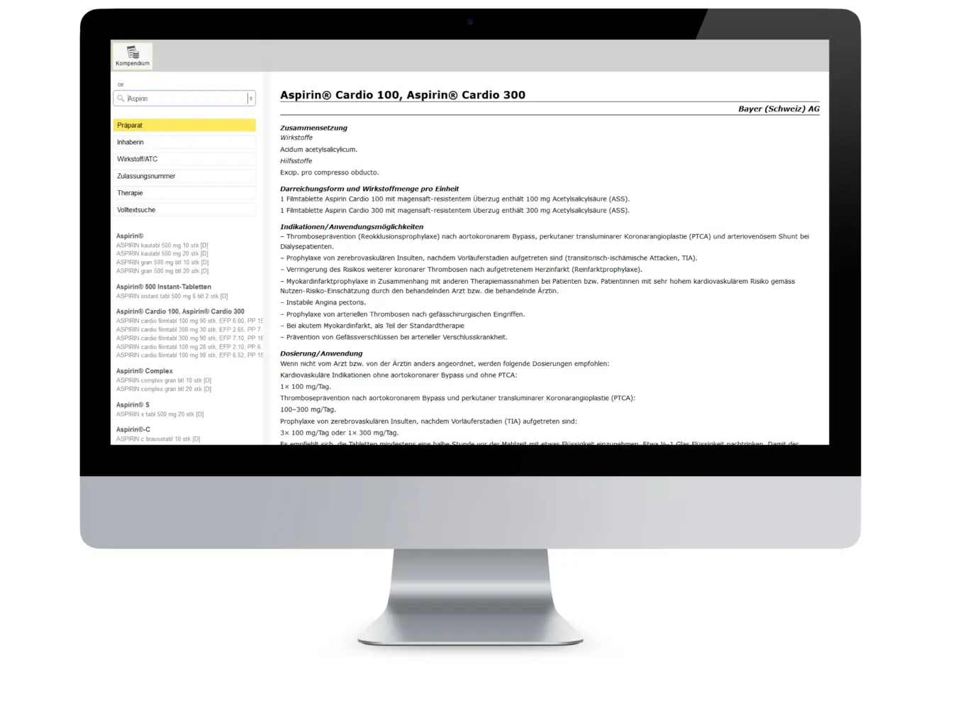 Browseransicht des Programms Amiko