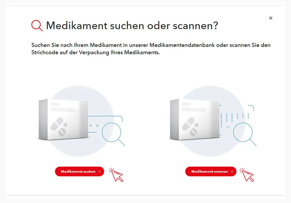 Medikamente suchen oder scannen