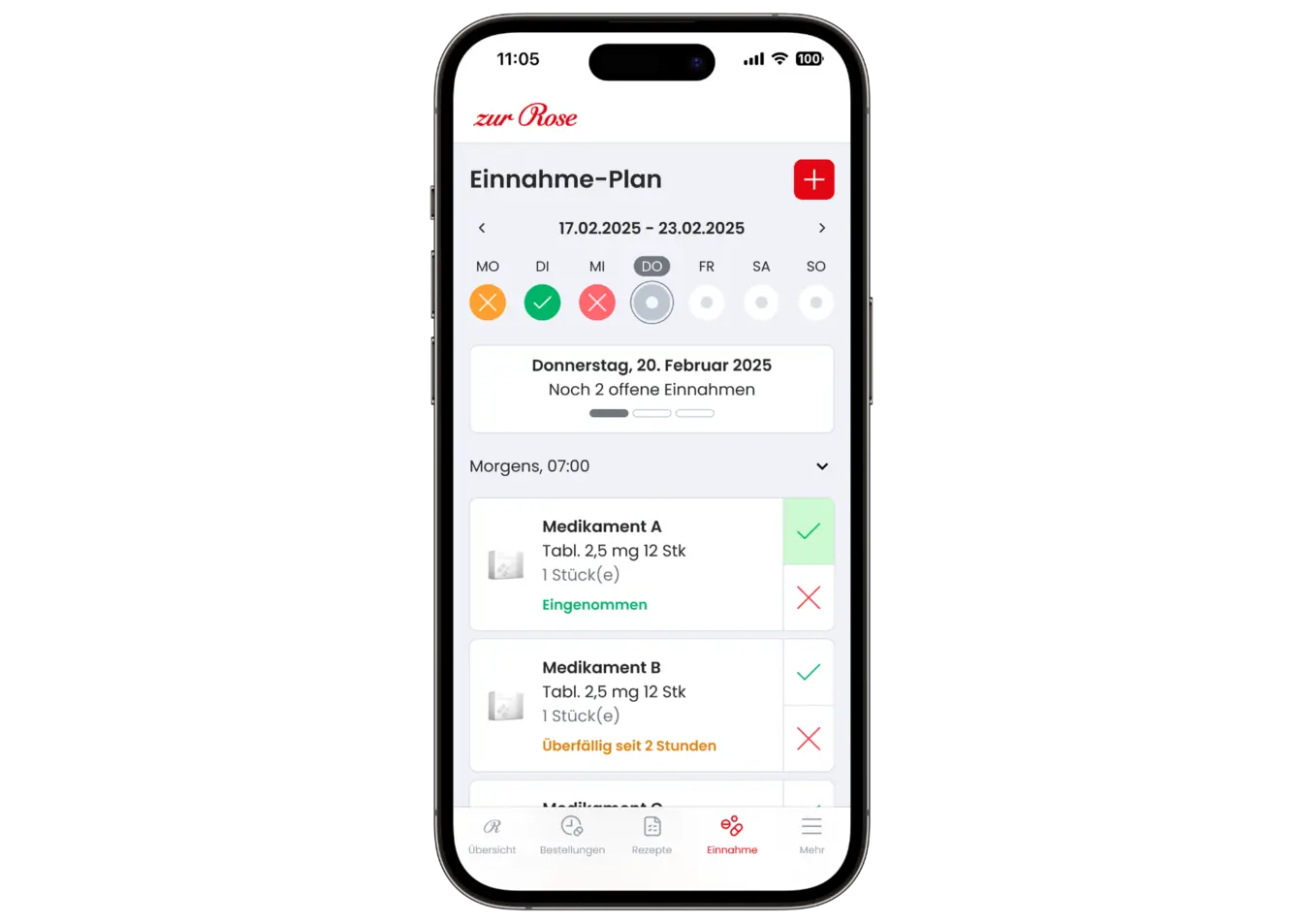 Handy mit Einnahmeplan