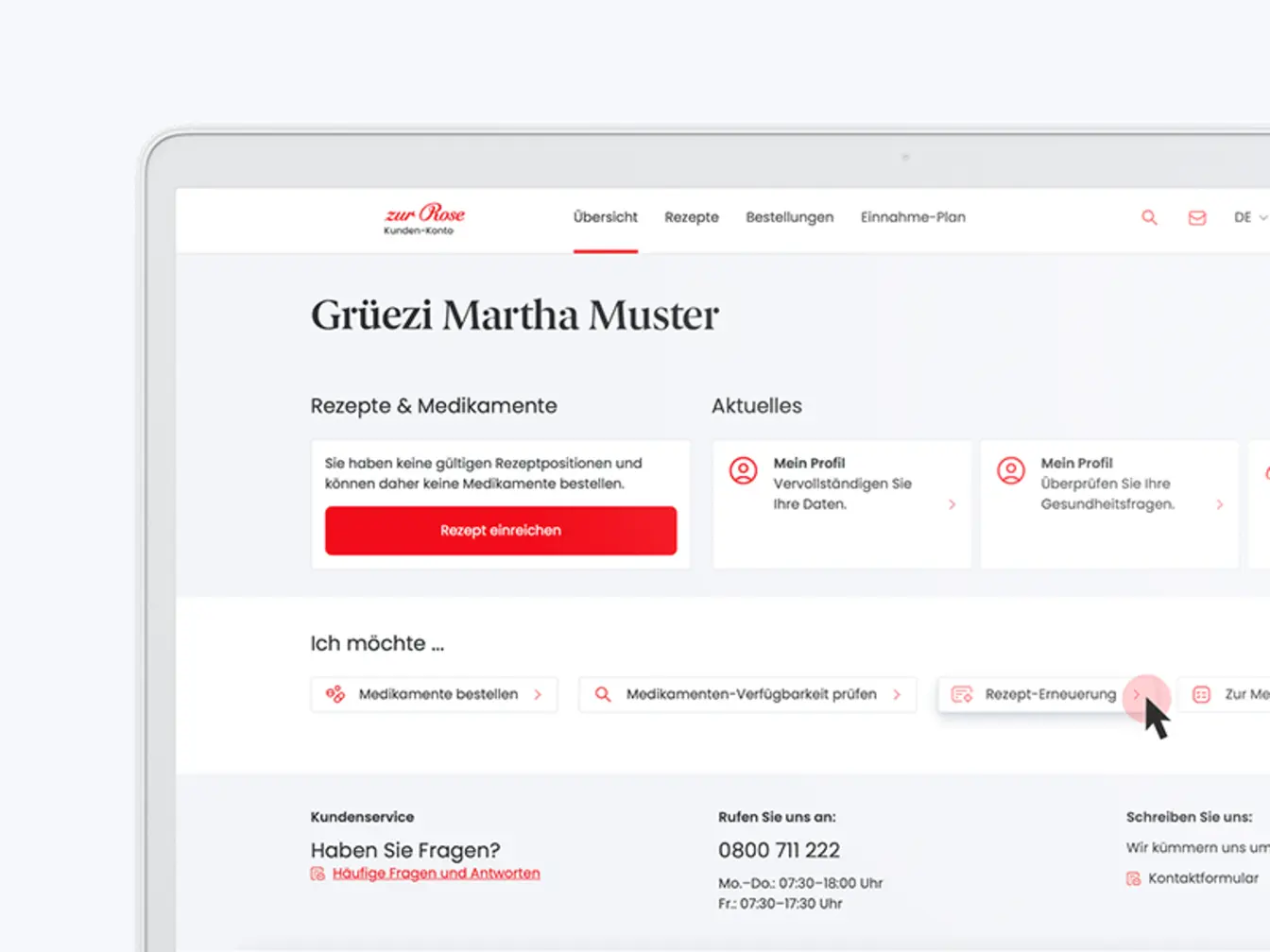 Zur Rose Kunden-Konto - Rezept-Erneuerung